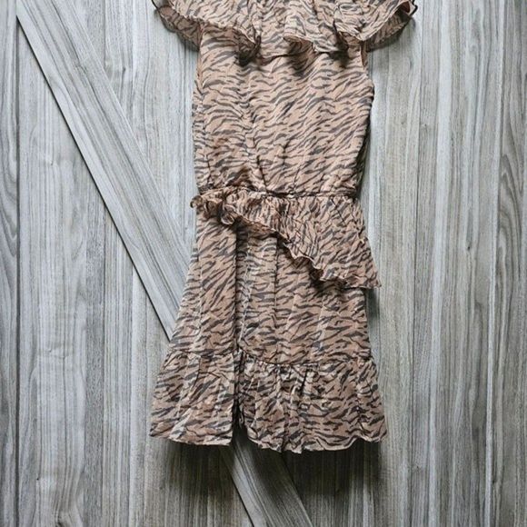 WALTER BAKER Shelly Wrap-Effect Ruffled Tiger-print Crepon Mini Dress - Picture 10 of 14